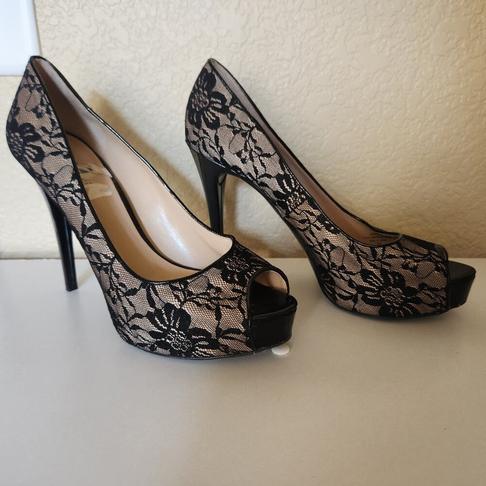 Guess Lace Open Toe Heels